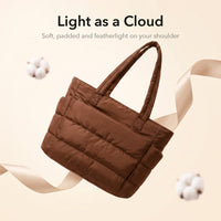 VELÁ Puffer Tote in Brown, soft, padded and lightweight