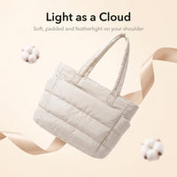 VELÁ Puffer Tote in Off-White, soft, padded and lightweight